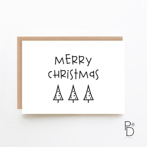 Mono Merry Christmas Card - Pusta karta 7" x 5" + Karta świąteczna + Karta choinkowa + Opcja pobrania cyfrowego + Kartka świąteczna dla niej