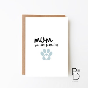 CARD for CAT MUM - Mother's Day Card + Birthday Card for Mum + Fur Baby Card + Card For Mummy + Digital Download Option + Cute Card For Mum