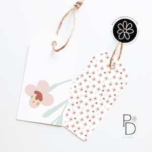 Wax Flower Gift Tags - dubbelzijdig 8pk, Floral Gift Tags, Flower Gift Tag, ondersteuning van hersenkankeronderzoek, geschenkverpakkingsset, cadeaus