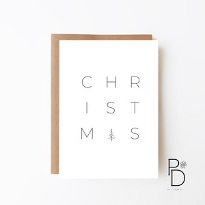 Einfache Weihnachtskarte - Minimalistische Karte + Digital Download Option + Schwarzweiß Weihnachtskarte + Weihnachtsbaum Karte + Monochrome Weihnachten