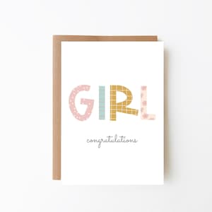 Tarjeta de Felicitaciones para Niña - Tarjeta de Bebé Colorida + Tarjeta para Niñas + Opción de Descarga Digital + Tarjeta de Nueva Llegada + Recién Nacido + Tarjeta de Baby Shower