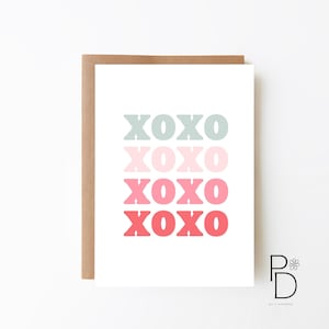 Retro Umarmungen & Küsse Karte - Digital Download Option + Rosa Valentinstag + Karte für Sie + Liebeskarte + Hochzeit + Jahrestag + Verlobung