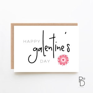 Galentine's Day Card - Digital Download Option + Pink Card For Girlfriends + Card For Her + Friendship Card + Galentine Flower Card + GalPal