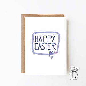 Frohe Ostern Karte - Karte für Ostern + Fun Karte + Digital Download Option + Karte für Kinder + Lila Osterkarte + Erste Osterkarte