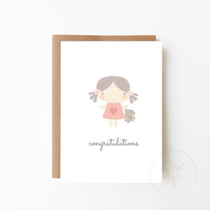 Felicitaciones Tarjeta Bebé Niña - Niña Con Osito + Tarjeta Para Niña + Tarjeta Nacimiento + Tarjeta Recién Llegado + Tarjeta Recién Nacido + Tarjeta Baby Shower