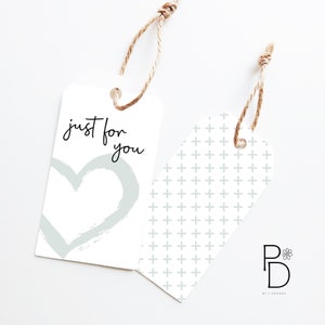 Herz & Kreuze Geschenkanhänger - Doppelseitig 8er Pack, Geschenkverpackung, Geschenk geben, Salbeigrün Geschenkanhänger-Set, Valentinstag, Weihnachten, Geburtstagsanhänger