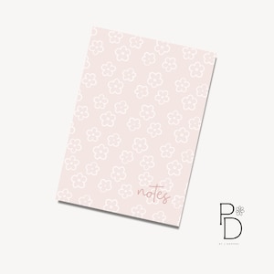 Weiße Gänseblümchen A5 Notizbuch - 80 Seiten liniertes Notizbuch, Blush Pink Notizbuch, Blumen Notizbuch, Notizbuch für sie, Mädchen Geschenk, Journal Buch