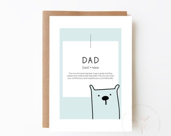 Dad Noun Bear Card - Card For Dad + Daddy Card + Father's Day Card + Card For Him + Digital Option + Dad's Day + Gift For Dad + I Love Dad