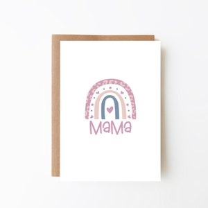 KAART VOOR MUM - Moederdagkaart + digitale downloadoptie + verjaardagskaart voor mama + roze regenboogkaart + blanco wenskaart voor mama