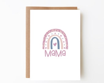 CARD FOR MUM - Mother's Day Card + Digital Download Option + Birthday Card For Mum + Pink Rainbow Card + Blank Greeting Card For Mommy