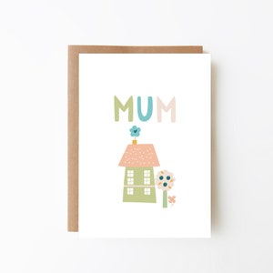 TARJETA PARA MAMÁ - Tarjeta del Día de la Madre + Tarjeta de Flores para Mamá + Tarjeta de Cumpleaños para Mamá + Tarjeta Casa Verde + Opción de Descarga Digital, Tarjeta Única para Mamá