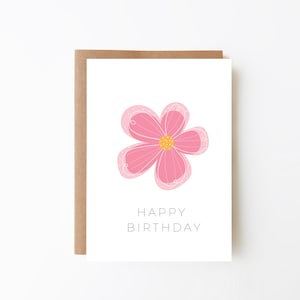 Bunte rosa Blume Geburtstagskarte - Happy Birthday Karte für Mädchen + Digital Download Option + Geburtstagskarte für Sie + Karte für Mama