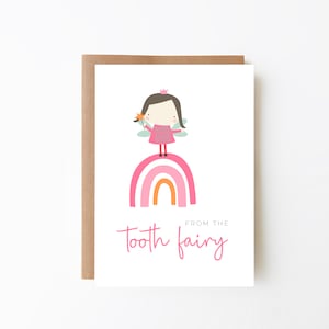 Tooth Fairy Rainbow Card + Lost Tooth + Digital Download Option + Wobbly Teeth + Pink Fairy + First Tooth + Card For Kids + Card For Toddler