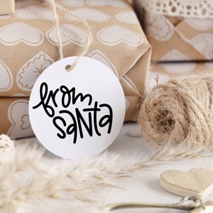 Etichette regalo divertenti - Doppia faccia 8pk, Etichette regalo in bianco e nero, Etichetta regalo di Natale, Etichetta regalo di compleanno, Etichetta divertente, Etichetta regalo di Babbo Natale, Etichetta rotonda