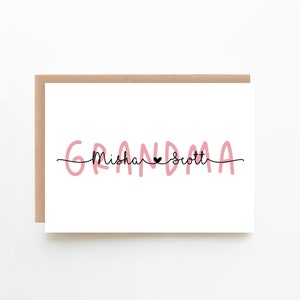 Biglietto personalizzato per la nonna: biglietto per la festa della mamma + biglietto personalizzato + biglietto per la nonna + biglietto di compleanno + biglietto con nomi di bambini + blu o rosa.