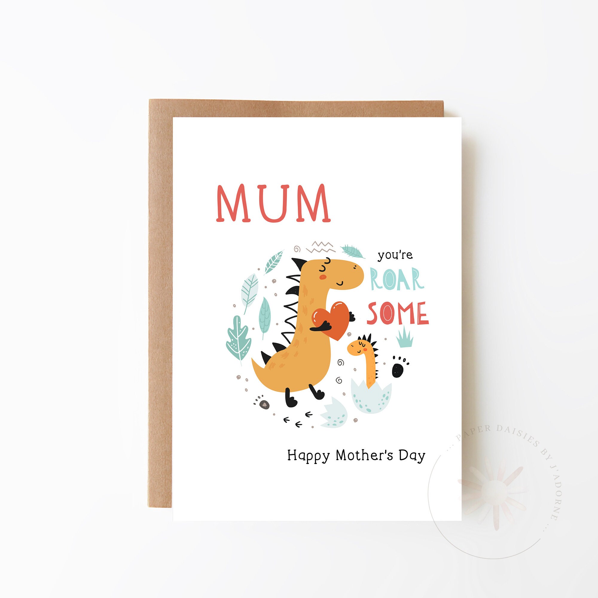 Embroidered Dinosaur You’re Roarsome Card