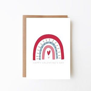 Rainbow Happy Valentine's Day Card + Pink Boho Rainbow + Love Card + Digital Download Option + Card For Girls + Pink Rainbow Card