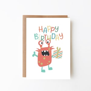 Carte d'anniversaire monstre - carte de joyeux anniversaire pour enfants + option numérique + carte d'anniversaire amusante + fête d'anniversaire + carte d'anniversaire pour enfants