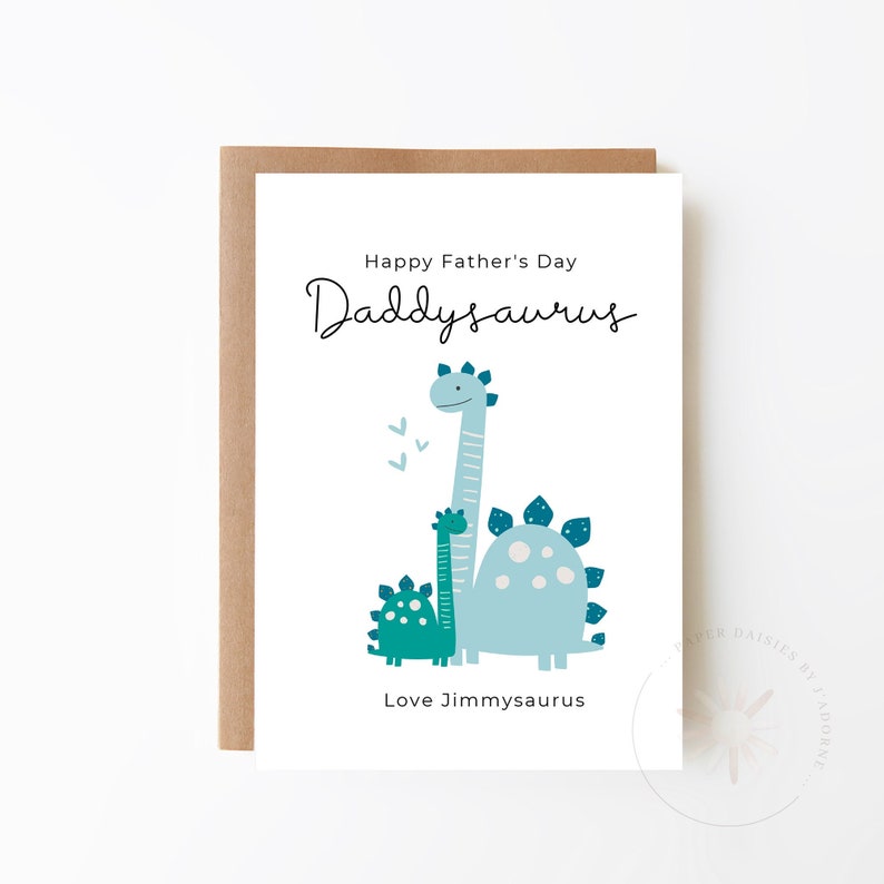 PERSONALISED 'Daddysaurus' Dinosaur Father's Day Card Card For Dad Custom Dad Card Special Card For Dad Daddy Card Dino Card image 1