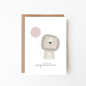 Carte Félicitations bébé garçon fille - Lion mignon + carte pour garçon fille + carte de naissance + carte de nouvel arrivage + carte de nouveau-né + carte de baby shower