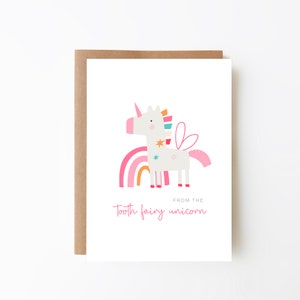 Tooth Fairy Unicorn Rainbow Card + Lost Tooth + Digital Download Option + Pink Unicorn + First Tooth + Card For Kids + Card For Toddlers