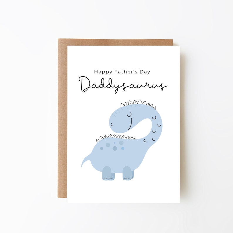 Daddysaurus Dinosaur Father's Day Card Father's Day Gift Special Card for Dad Funny Father's Day Card Daddy Dinosaur Card image 1