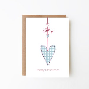 Shabby Chic Blaue Herz Ornament Weihnachtskarte - Digital Download Option + Weihnachtskarte + Landhausstil Weihnachten + Weihnachtsgrüße