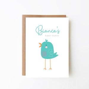 Carte oiseau première dent personnalisée - carte première dent pour tout-petit + carte fée des dents + carte vierge + carte personnalisée + carte pour les enfants