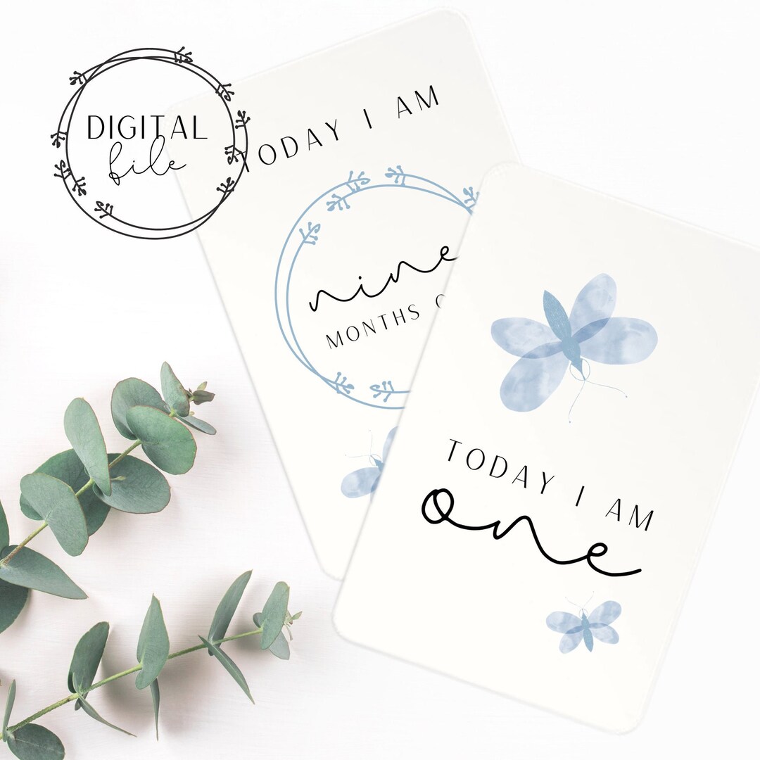 Blue Butterfly Baby Milestone Cards - DIGITAL DOWNLOAD, Baby Keepsake ...