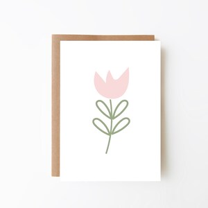 Rosa Tulpe Grußkarte - Happy Birthday Karte + Digital Download Option + Blumen Karte + Blumen Karte + Muttertagskarte + Freundschaftskarte