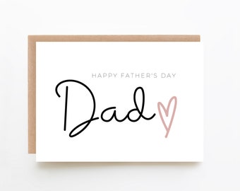 Happy Father's Day Heart Card - Card For Dad + Daddy Card + Blank Father's Day Card + Card For Him + Dad's Day + Gift For Dad + I Love Dad