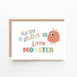 Tarjeta de cumpleaños de monstruo - Tarjeta de feliz cumpleaños para niños + Opción digital + Tarjeta de cumpleaños divertida + Fiesta de cumpleaños + Tarjeta de cumpleaños infantil