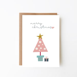 Cartão Rosa Árvore de Natal - Cartão de Feliz Natal + Opções de download digital + Cartão de Natal + Cartão de Natal colorido + Cartão de Natal para crianças