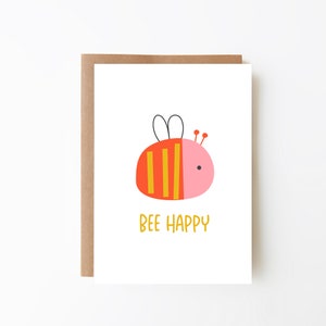 Bee Happy Card + Biglietto dell'amicizia + Biglietto d'amore + Opzione di download digitale + Biglietto d'auguri + Biglietto colorato + Biglietto per bambini + Biglietto positivo