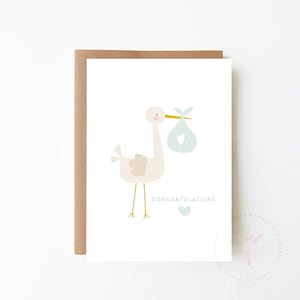 Félicitations Bébé Carte Unisexe - Cigogne Avec Bundle Carte + Carte Pour Bébé + Carte De Naissance + Nouvelle Arrivée Carte + Nouveau Né Carte + Baby Shower Carte