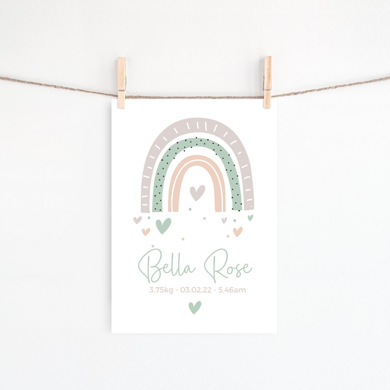 Personalised Rainbow Birth Print for Nurseries PRINTABLE Etsy Australia