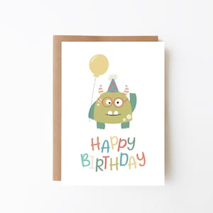 Carte d'anniversaire monstre - carte de joyeux anniversaire pour enfants + option numérique + carte d'anniversaire amusante + fête d'anniversaire + carte d'anniversaire pour enfants