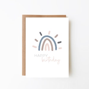 Carte d'anniversaire Boho arc-en-ciel - Carte de joyeux anniversaire pour les filles + Option de téléchargement numérique + Anniversaire de l'enfant + Carte d'anniversaire pour elle + Carte pour maman