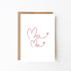 TARJETA DEL DÍA DE LA MADRE - Tarjeta linda y alegre para mamá + Opción de descarga digital + Tarjeta de cumpleaños para mamá + Tarjeta de mamá rosa + Tarjeta de felicitación en blanco