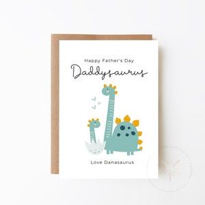 GEPERSONALISEERDE 'Daddysaurus' & Baby Dinosaur Vaderdagkaart - Kaart voor papa + Custom Dad Card + Daddy Card + Baby Dino Card + Fun Dad Card