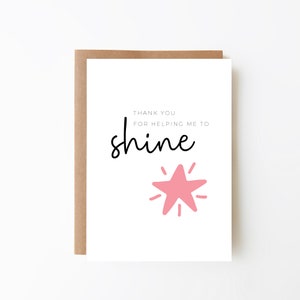 Star Teacher Thank You Card, Teacher Appreciation Card, End Of School Year Card For Teachers, Digital Option, Thank You For Helping Me Grow