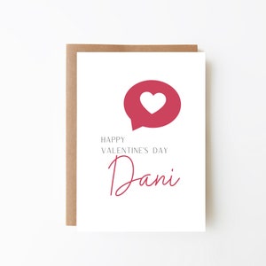 Gepersonaliseerde Hart Bubble Valentijnsdag Kaart - Kaart Voor Haar + Aangepaste Valentijnsdag Kaart + Kaart Voor Meisje + Rood, Blauw of Roze