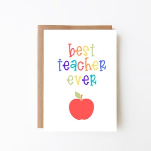 Rainbow Colour Teacher Thank You Card, Teacher Appreciation, End Of School Year Card For Teachers, Digital Option, Best Teacher Ever Card