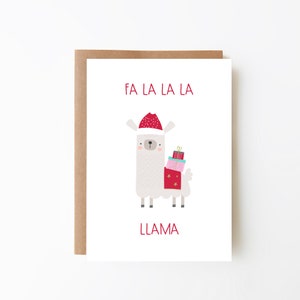 Fa La La La Llama クリスマス カード - デジタル ダウンロード オプション + クリスマス カード + 楽しいカラフルなカード + クリスマス カード + 子供用クリスマス カード