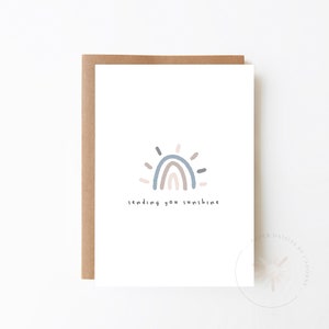 Envoi de la carte Sunshine Boho Rainbow - Je pense à vous + Carte vierge + Carte d'amitié + Carte de sympathie + Option de téléchargement numérique