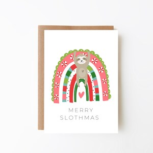Cartão de Natal Merry Slothmas - Cartão Cute Sloth + Cartão de Natal + Opção de download digital + Natal + Cartão de Natal infantil + Cartão divertido