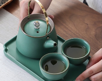 Oriental Japanese Minimal Green Tea Set | Teapot Tea Cups | House Warming Gifts | Kungfu Tea | Tea Art