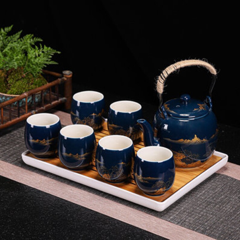 Oriental Japanese Ceramic Tea Set Teapot Tea Cups House Etsy
