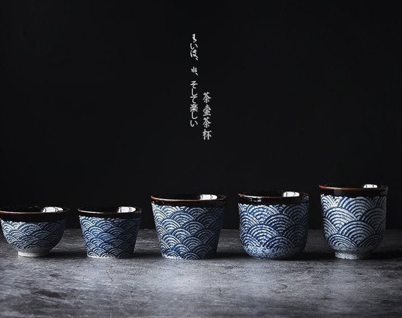 Orientalisches japanisches Blue Wave Tee-Set Teekanne Teetassen Einweihungsgeschenke Kungfu-Tee Teekunst Bild 7