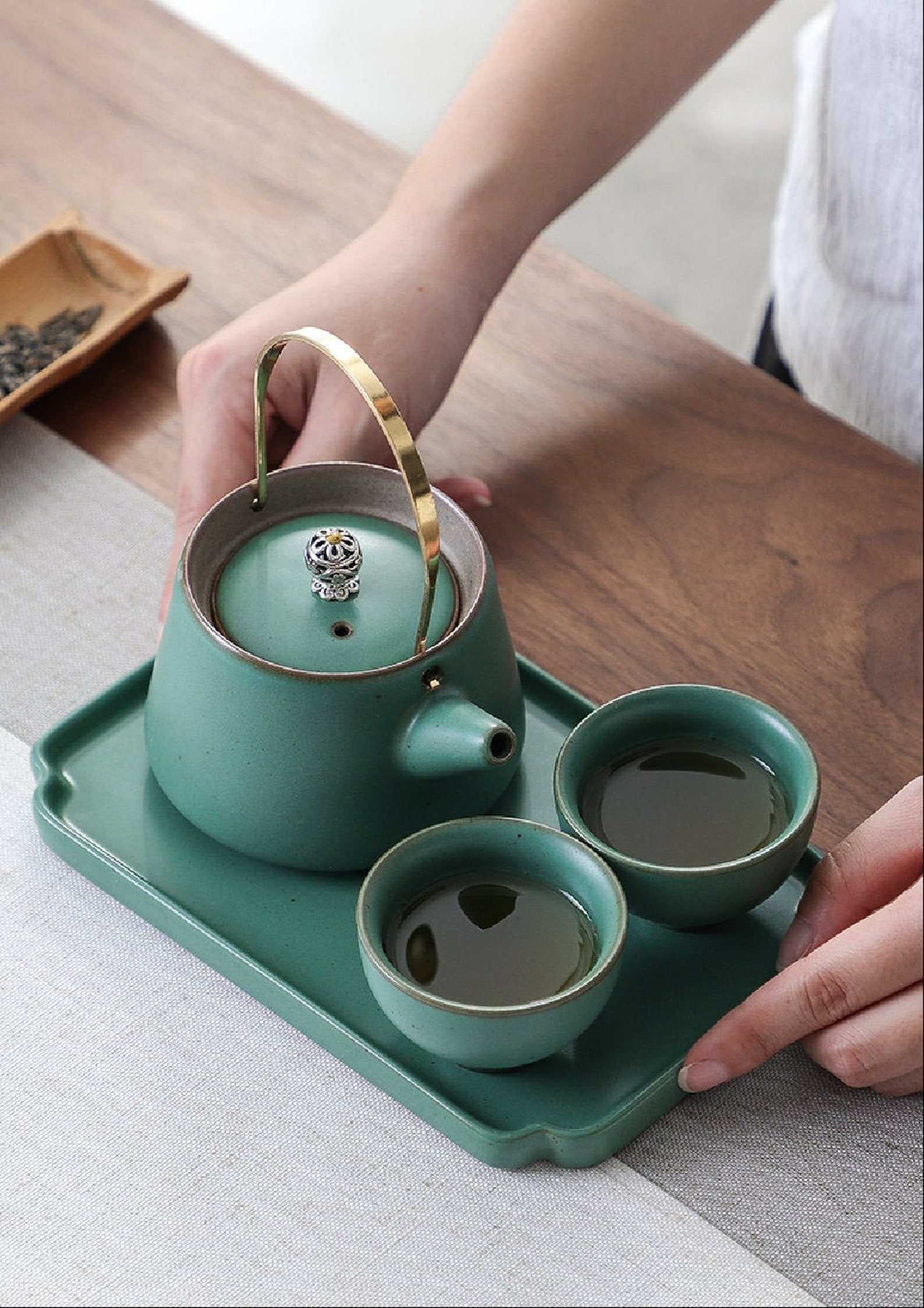 Oriental Japanese Minimal Green Tea Set Teapot Tea Cups - Etsy